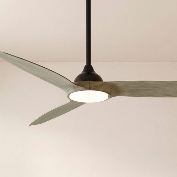 56" Casa Vieja Olympia Breeze Modern Indoor Outdoor Ceiling Fan with Dimmable LED Light Remote Matte Black Wood Damp Rated for Patio Exterior House