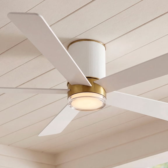 56" Casa Vieja Vex Matte White LED Hugger Ceiling Fan with Remote