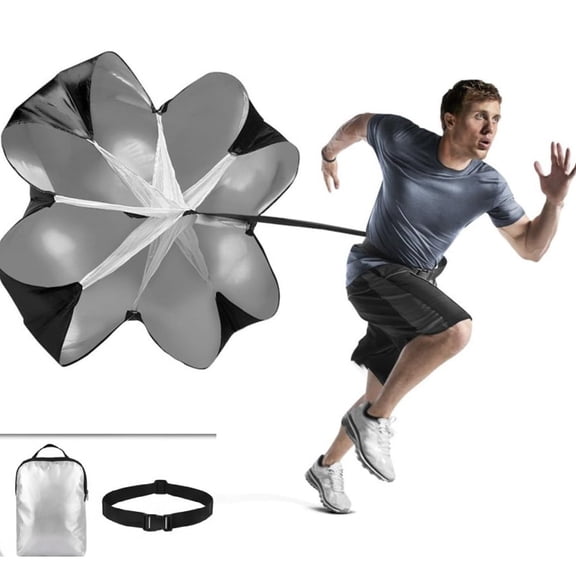 56" Chute Running Parachute Resistance Trainer for Kids Adults improving Power Speed Sprint Fitness Agility Stamina for Basketball Soccer Rugby Accessories American Football Training Equipment(Black)