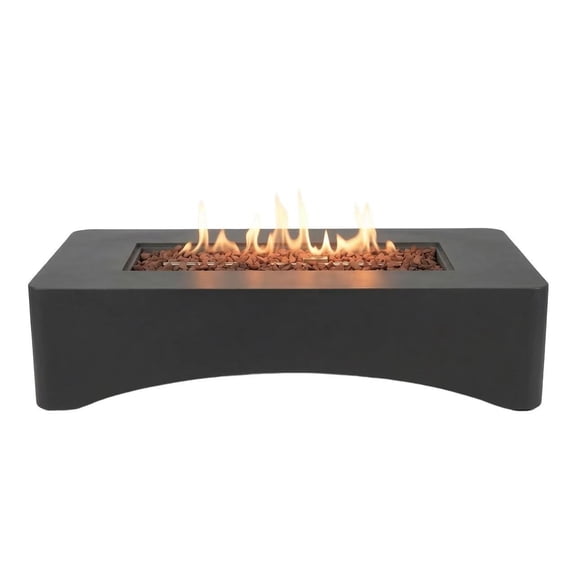 56" Concrete Rectangular Propane Fire Pit Table with Waterproof Cover