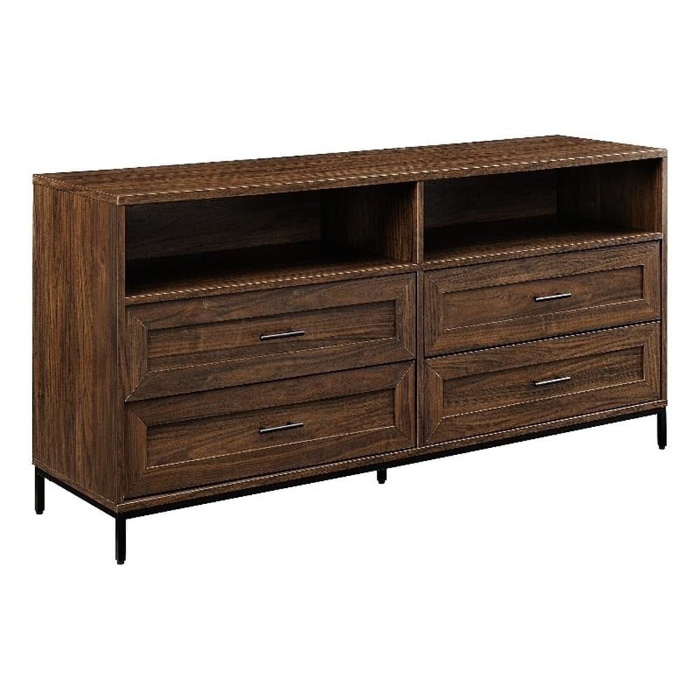 Dark Walnut 56" 4-Drawer Modern TV Stand