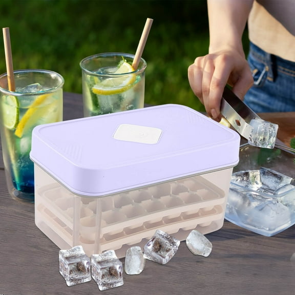 56 Cube Ice Tray, Press With Lid Mold, Square Refrigerator Storage, Food Grade Plastic, Easy Release Making, Bulk Ice