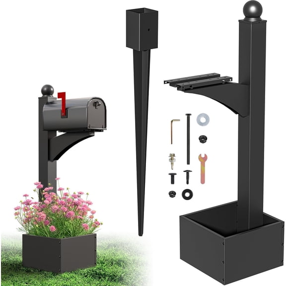 56" Decorative Mailbox Post with Planter Box for Outside