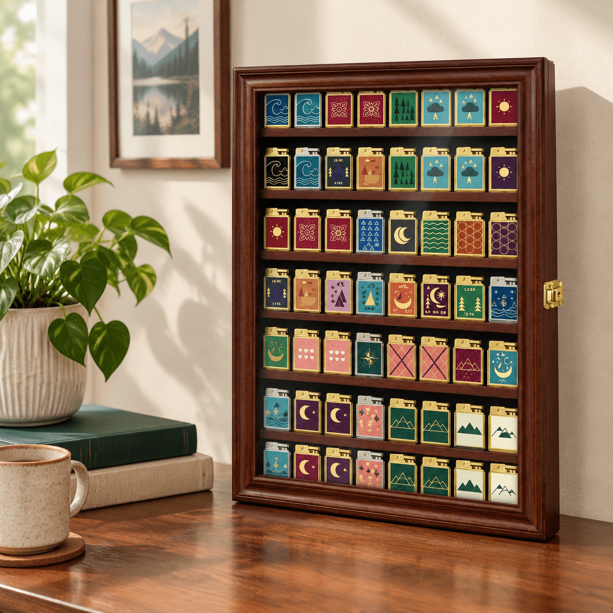 56 Display Case Wall Mount For Detachable Wooden Cabinet W/98% Uv Door ...