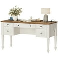 thumbnail image 1 of Farmhouse Executive Desk with Drawers, Charging Function, File Drawer, for Home Office, Work, Study Room, Oak, 1 of 7