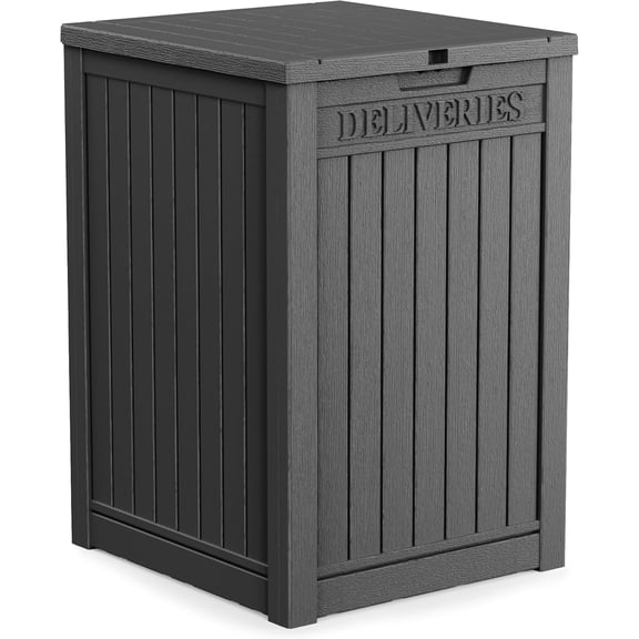56 Gallon Waterproof Package Delivery Box Outside Lock Mail Box for House Porch, Secure Parcel Deck Box, Heavy Resin Storage (Black)