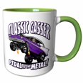 thumbnail image 1 of 3drose, 56 Gasser Image in a Wheelie, Classic Gasser Text, Pedal to the Metal, 15oz Two-tone Green Mug, 1 of 6