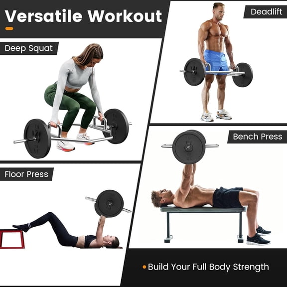 56'' Hex Barbell Trap Bar with for Squats Deadlifts Strength Training