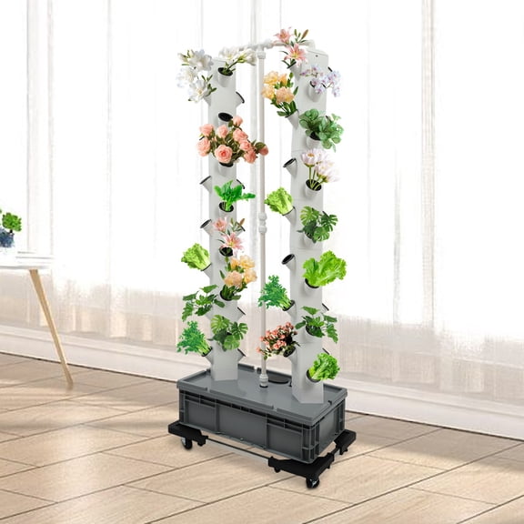 56 Holes Plant Hydroponic Vertical Smart Garden Kit Hydroponics Growing Tower US