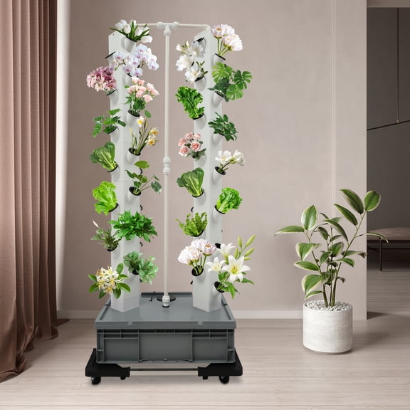 56 Holes Plant Hydroponic Vertical Smart Garden Kit Hydroponics Growing Tower