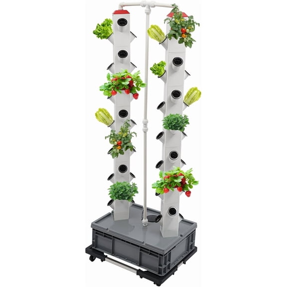 56 Hydroponics Growing System Vertical Garden Planter Indoor Smart Plants Garden with Wheel, Herbs Vegetables Hydroponic Germination Kit for Gardening