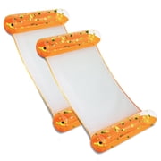 POZA Orange Gold Inflatable Hammock Pool Float Lounger - Set of 2 Confetti-Filled 4-in-1 Saddle, Chair, Drifter, and Hammock Float, Inflatable Lounger with Mesh for Pool, Lake, Beach - 56x30 Inches