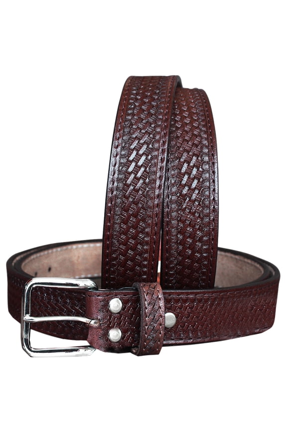 Western Genuine Leather Belt for Men Women Cowboy Cowgirl Handmade Unisex Heavy Duty Basketweave Belt for Jeans