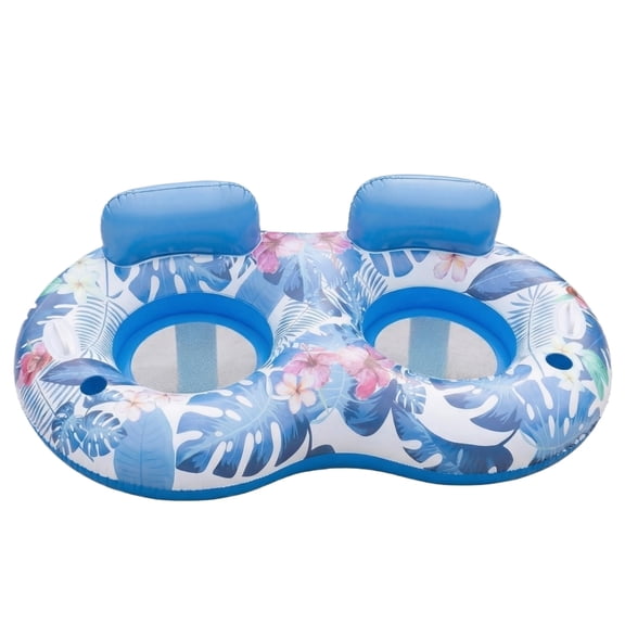56-Inch 2-Person Inflatable Pool Lounge Chair for Pool Party and Vacation, Double Water Float for Adults, Blue(Blue)