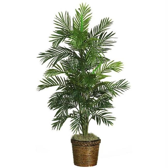 56" Green Silk Areca Palm Tree in Wicker Basket