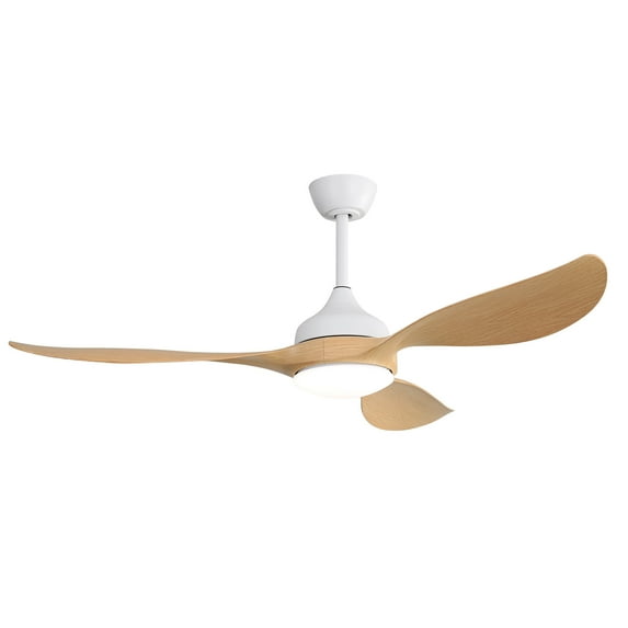 56 Inch Modern Ceiling Fan with Dimmable LED Light, Quiet Reversible DC Motor for Indoor & Outdoor Use, White ABS Blades, Remote Control