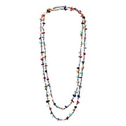 56 Inches Long Handmade Multi Stone Nugget Cotton Wax Rope Necklace