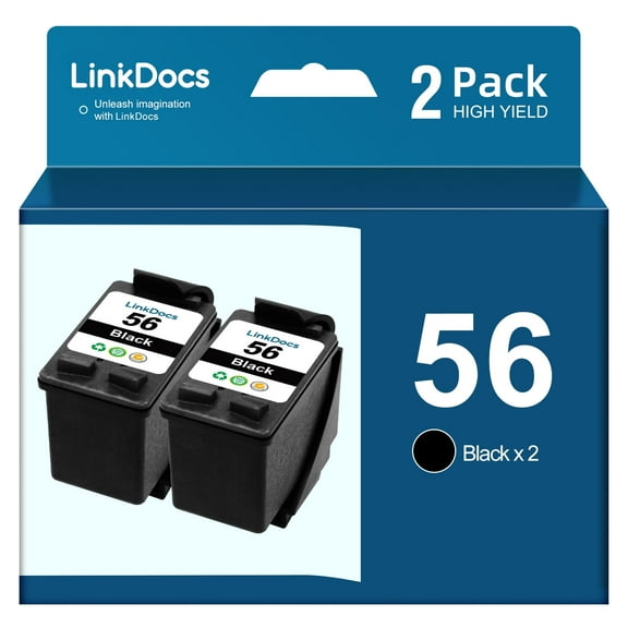 56 Ink Cartridge C6656AN Compatible for HP 56 56XL 6656 Ink to use with OfficeJet 5610 6110 5510 4215 PhotoSmart 7660 7760 7960 DeskJet 5550 5650 PSC 1315 Printers (2 Black)