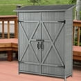 thumbnail image 1 of 56"L Gray Outdoor Storage Shed - Wooden Tool Storage with Lockable Door, Detachable Shelves, and Stylish Pitch Roof. Perfect for Organizing Your Garden and Backyard!, 1 of 9