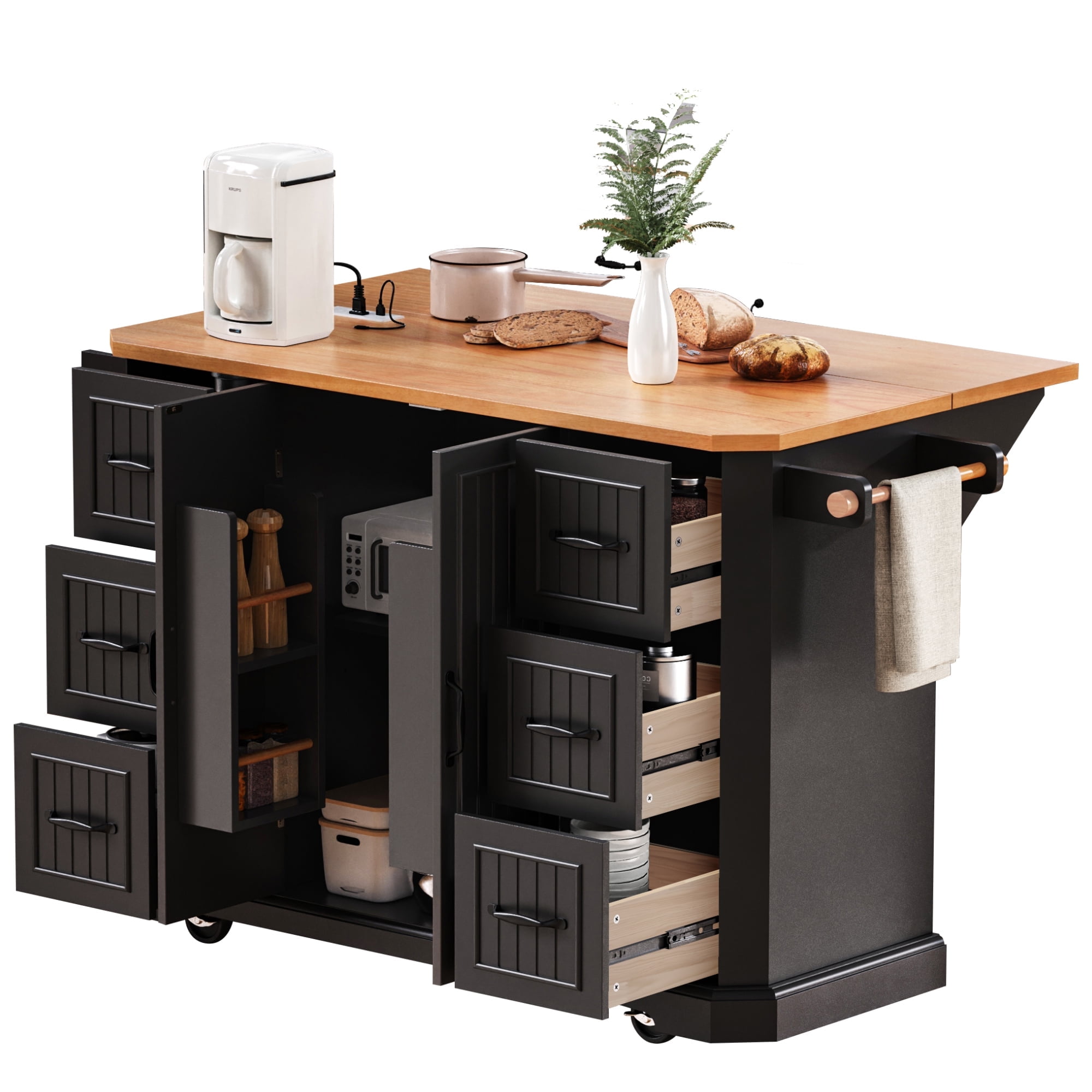 Wayfair Folding Leaf Kitchen Island You'll Love The Gracie Oaks Large  Portable Kitchen Island Table