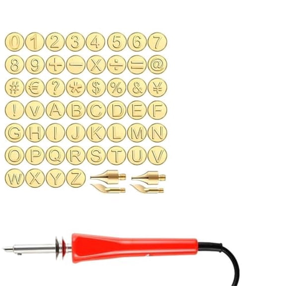 56 Letters Copper Mold DIY Wood Burning Carving Set,Hot Stamp Tool with Letters for Wood,DIY Wood Burning Leather Burning Kit,Wood Burning Kit,Alphabet DIY Wood Burning/Carving Set with