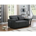 thumbnail image 1 of 56" Linen Sleeper Loveseat with Side Pocket / Convert for Sleep, Keep Essentials Handy, 1 of 6