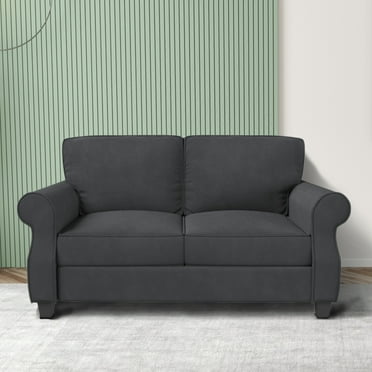 56" Loveseat Sofa, Mid Century Modern Couch with Thick Cushion, 2 Seater Small Sofa for Living Room Bedroom Apartment Office, Solid and Easy to Assemble, Grey