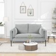 thumbnail image 1 of 56" Loveseat Sofa, Modern Upholstered Accent Sofa with 2 Pillows and Metal Legs Comfy 2-Seater Sofa with Seat Cushions & Square Arm Love Seats Couch for Living Room Apartment, Gray, 1 of 7