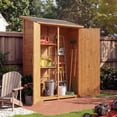 thumbnail image 1 of 56" Outdoor Storage Shed, Large Wooden Garden Shed with Waterproof Asphalt Roof, Lockable Double Doors & 2 Removable Shelves,Wooden Tool Organizer for Backyard & Patio, Natural Fir Wood, 1 of 7