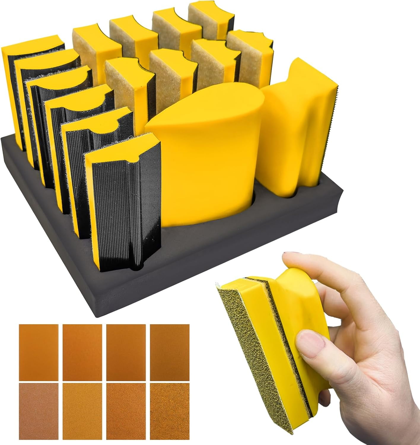 56 PCS Hand Sanding Block Set-16 PCS Contoured Profile Hand Sander ...