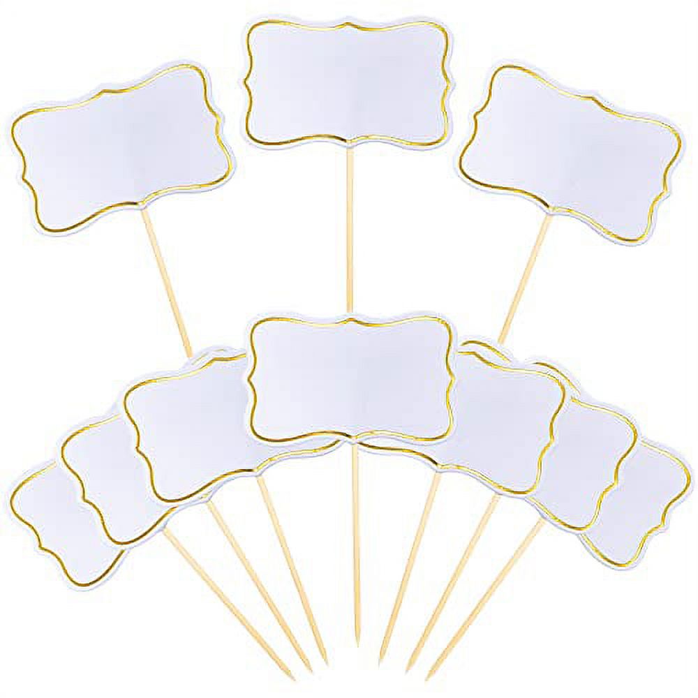 56 PCS White Cheese Markers Cake Topper Toothpick Cupcake Toppers for