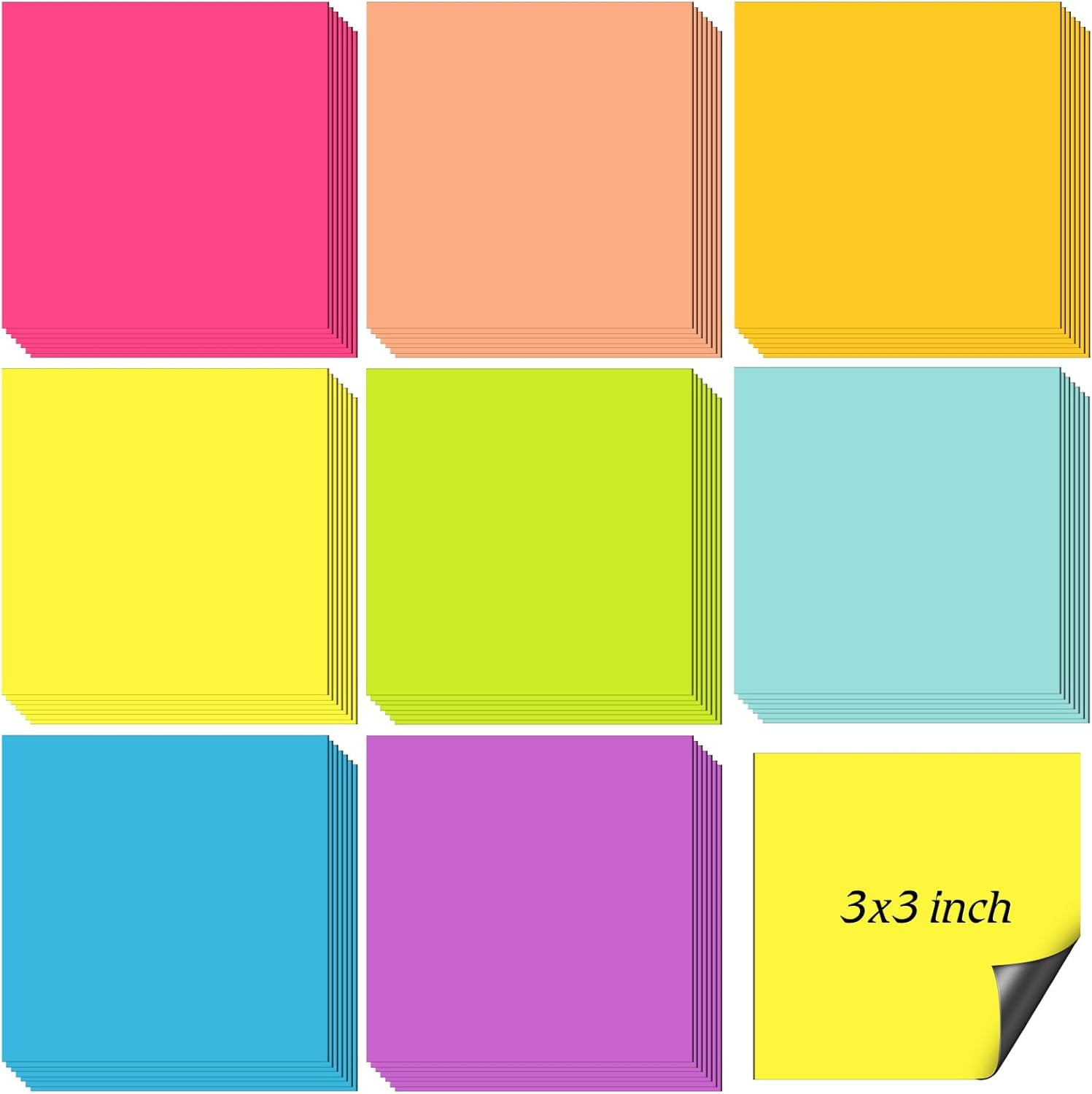56 Pack 3 x 3 Inch Reusable Magnetic Sticky Notes, Whiteboard Dry Erase ...
