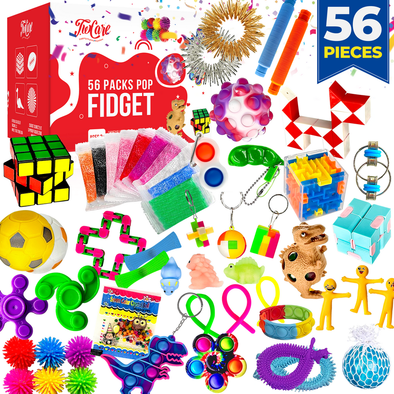 (56 Pcs) Fidget Toys Set Party Favors Pop It Stress Relief Autistic.Sensory Pack