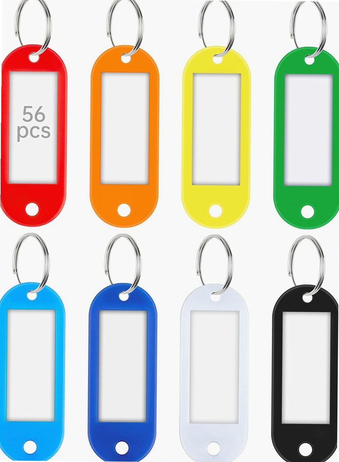 56 Pack Plastic Key Tags, Colorful Key Labels with Label Window Split ...