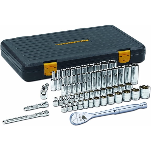 56 Pc. 3/8" Drive 6 Pt. 120XP Mechanics Tool Set, Standard & Deep, SAE/Metric - 80550P