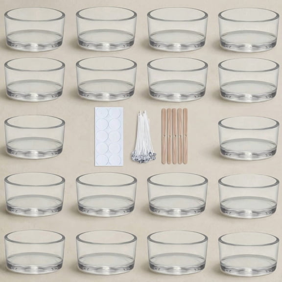56 Pcs Candle Making Kit with 6 Clear Glass Candle Jars, 20 Cotton Wicks, 20 Wick Stickers 10 Wick Centering Sticks, DIY Candle Craft Supplies for Home Decor Holiday Gifts Handmade Candle Projects