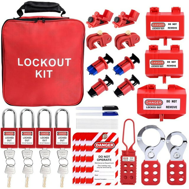 56 Pcs Lockout Tagout Kit Electrical with Clampon Circuit Breaker