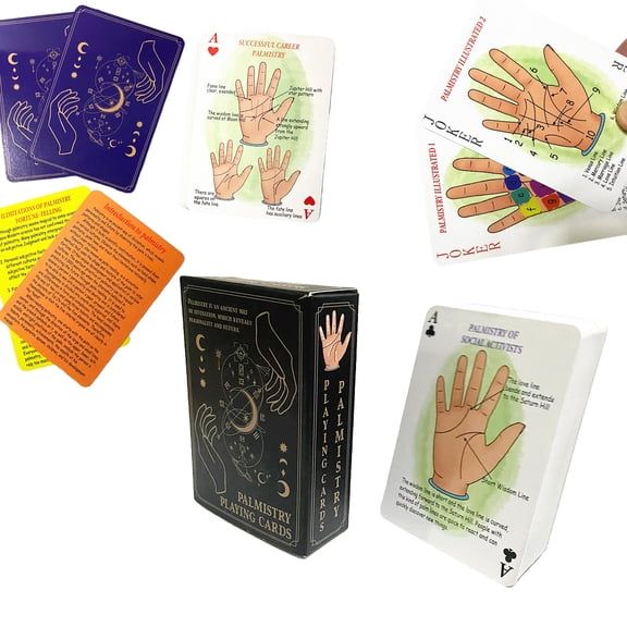 56 Pcs Palmistry Fortune Telling Cards, Tarot Cards for Beginners and Fun Playing Card, Mystic Gift Idea tarot playing cards, Revealing the Fortune Secrets Hidden in Hand