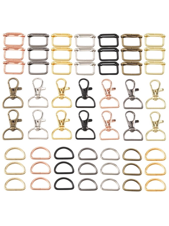 56 Pcs Purse Hardware Keychain Hooks for Bag Making Lanyard Snap Metal Swivel Clasps with D Rings and Slide Buckle