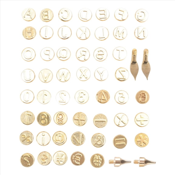 56 Pcs with Letters,DIY Wood/Leather Burning Set, Letter Soldering Iron Stencils Kit Tool US Plug