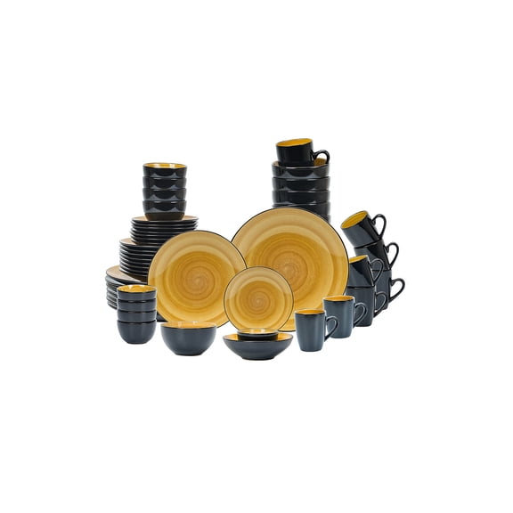 56-Piece Ceramic Cutlery Set - Serves 8 - Microwave and dishwasher available,Yellow