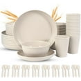 thumbnail image 1 of 56 Piece Wheat Straw Dinnerware Sets,Unbreakable Reusable Dinnerware Set,Dishwasher & Microwave Safe Plates and Bowls Sets, for Apartment Essentials, Outdoor Camping, Beige White, 1 of 13