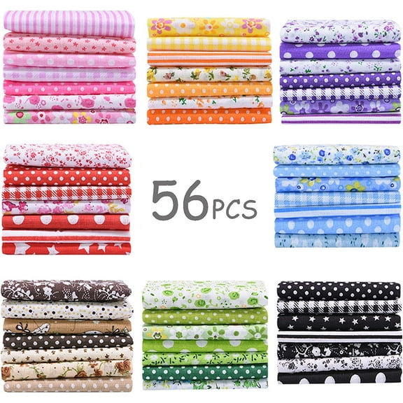 56 Pieces 9.8"x 9.8" (25cm x 25cm) Squares Cotton 100% Floral Printed Sewing Supplies Fabric for Quilting Patchwork, DIY Craft, Scrapbooking Cloth