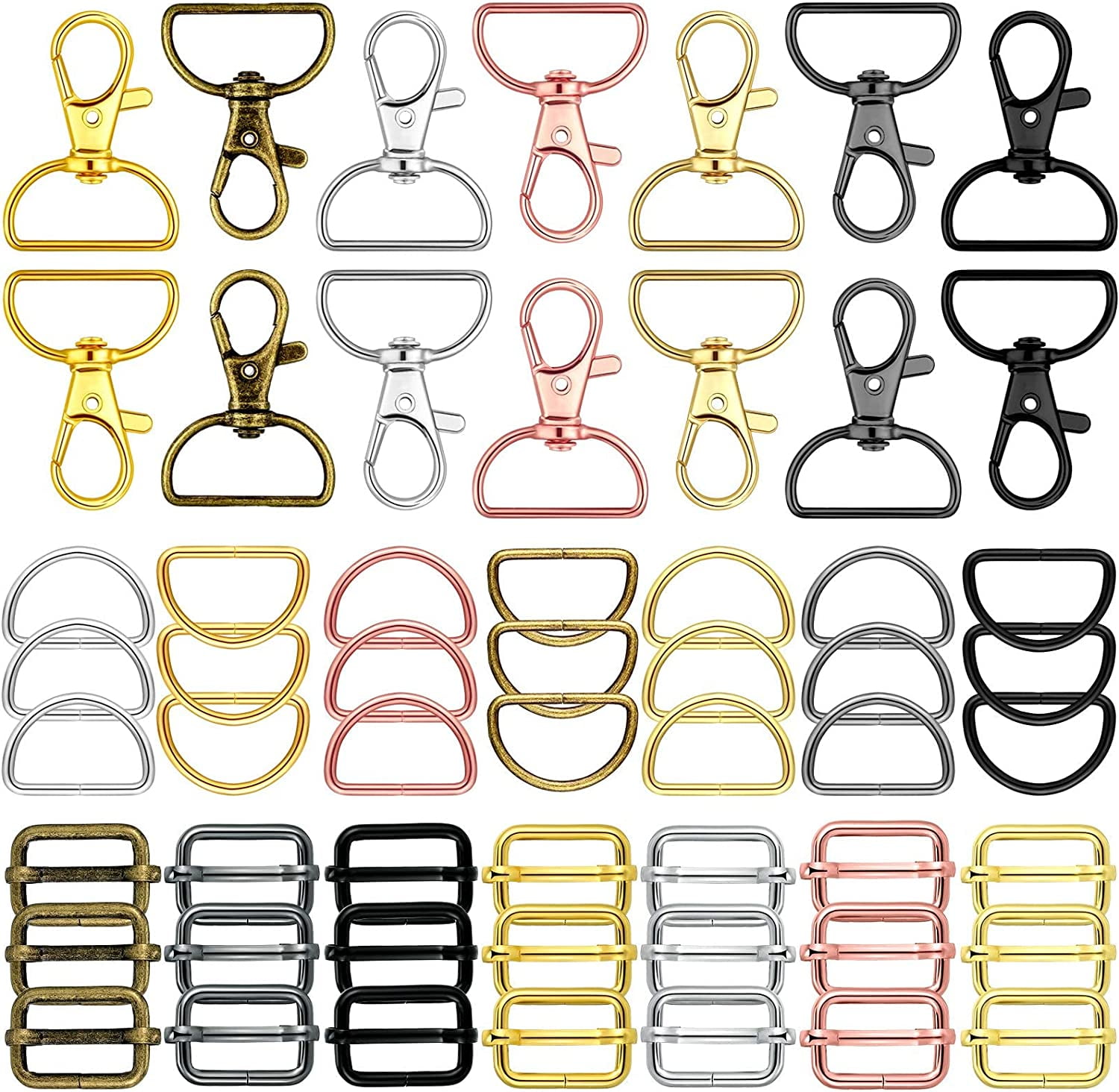56 Pieces D Rings for Purse Bag Hardware Purse Hardware for Bag Making ...