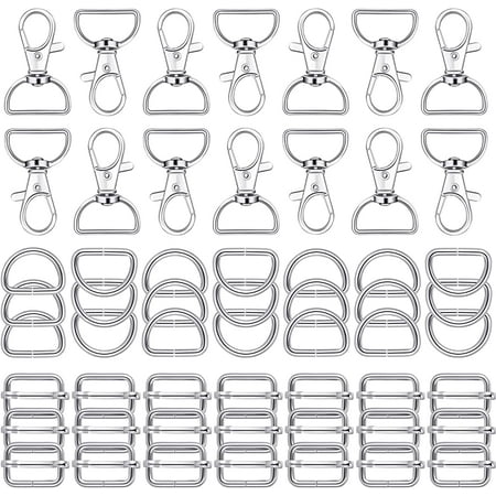 56 Pieces D Rings for Purse Bag Hardware Purse Hardware for Bag Making Buckles Craft (White,25 mm)