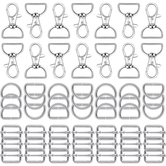 56 Pieces D Rings for Purse Bag Hardware Purse Hardware for Bag Making Buckles Craft (White,25 mm)