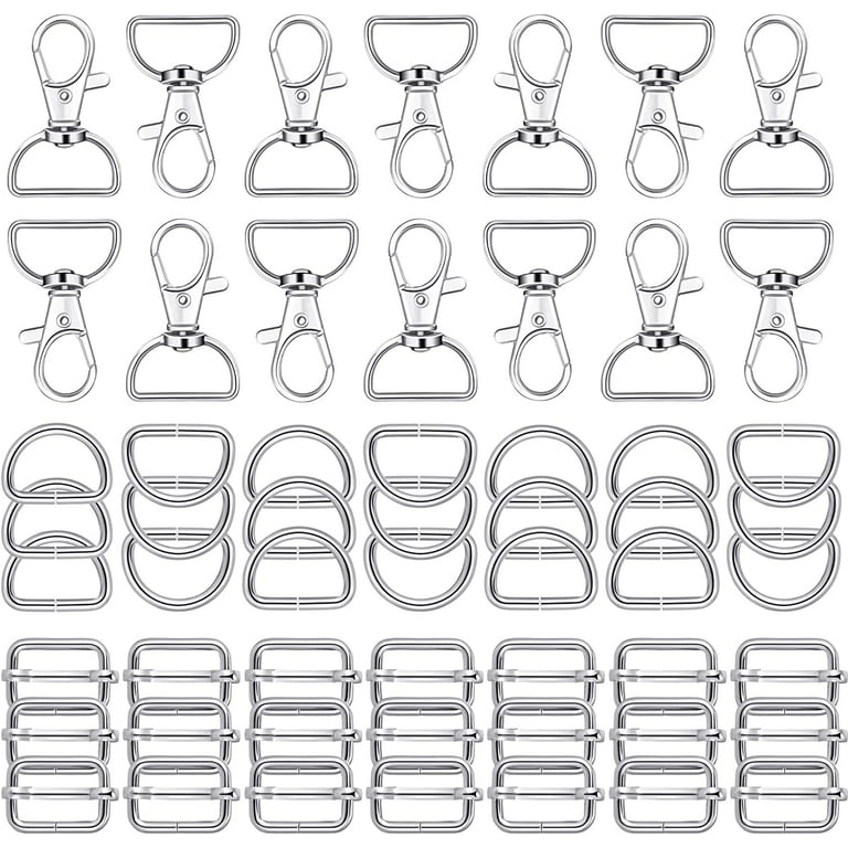 56 Pieces D Rings for Purse Bag Hardware Purse Hardware for Bag Making  Buckles Craft (White,25 mm)