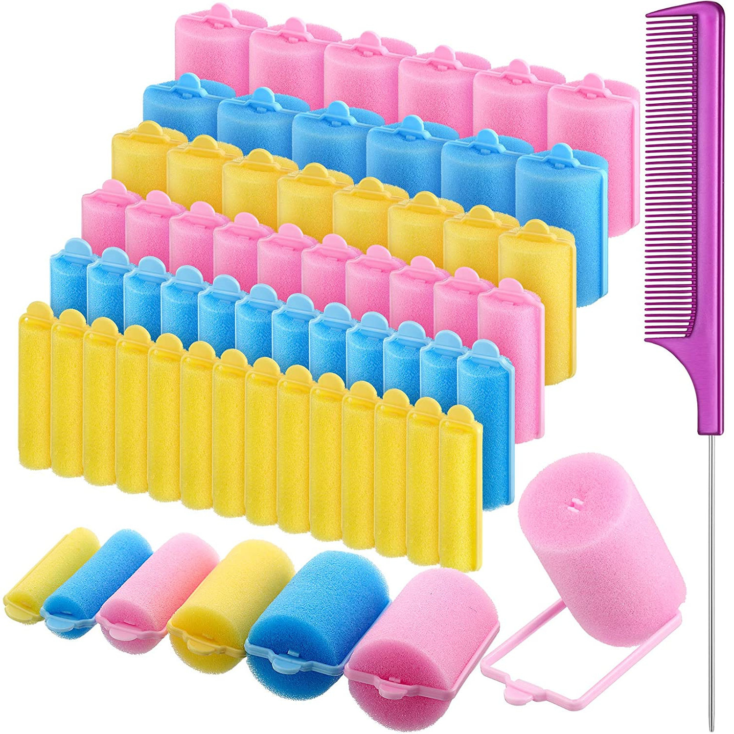 56 Pieces Foam Sponge Hair Rollers, Soft Sleeping Hair Curler Flexible