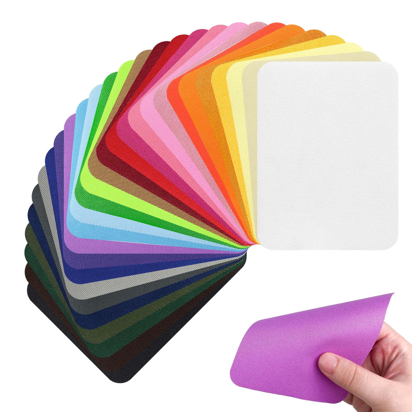 56 Pieces Iron on Patches for Clothing, 28 Colors Repair Patches for Clothes Mending and Decorating, Multi-Colored Fabric Repair Kit for Jacket Shirts Clothes