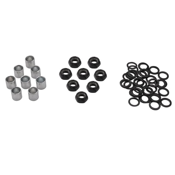 56 Pieces Skateboard Truck Hardware Kit Includes Spacers, Axle Nuts and Speed Rings for Skateboard and Longboard,8 x Skateboard spacers 8 x Axle nut 40 x Speed ring,Silver&Black